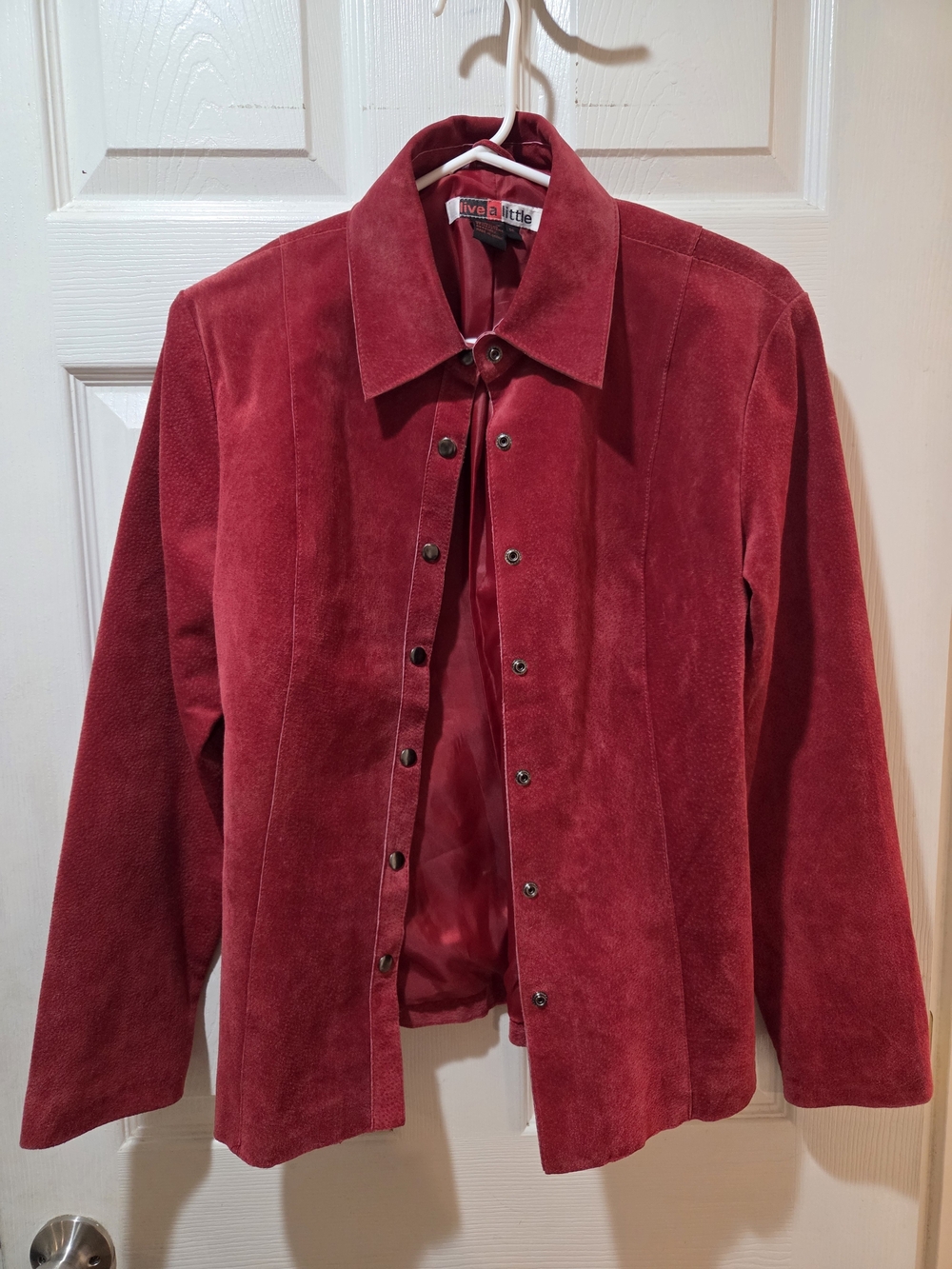 Live a Little Deep Red Suede Snap-Front Jacket
